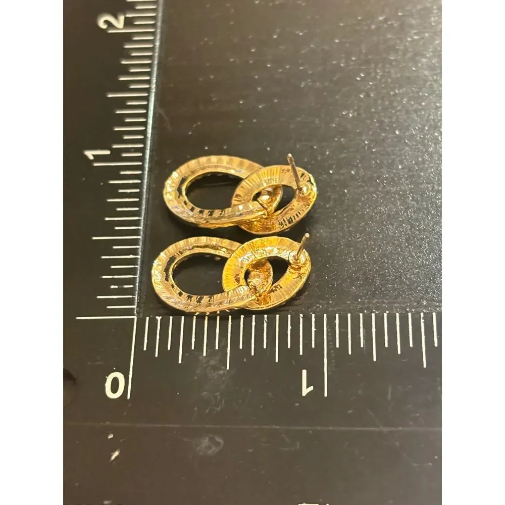 NWT Earrings Made With Swarovski Crystal Gold Tone Dangle